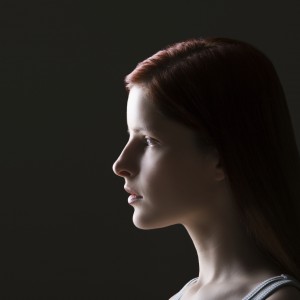 Young woman side view portrait