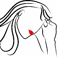 black outline on white background of woman rubbing head