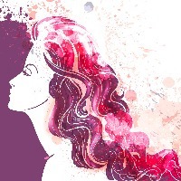 young woman portrait with colorful splashes