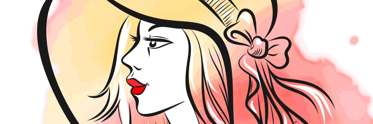 How My Life Has Changed After My Chronic Illness Diagnosis Portrait on young girl in a wide-brimmed hat. Hand drawn vector illustration. Digital watercolor background.