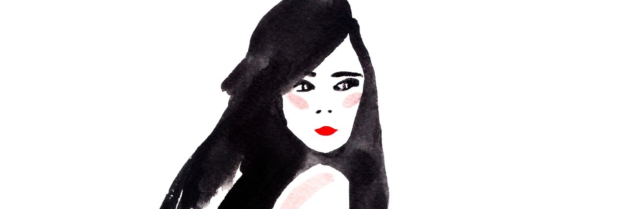 Advice If You Just Got a Diagnosis black and white watercolor of woman looking over shoulder