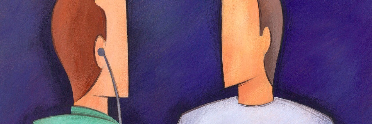 How to Talk to Your Doctor About Health Problems at Appointment drawing of doctor listening to patient's heart with stethoscope