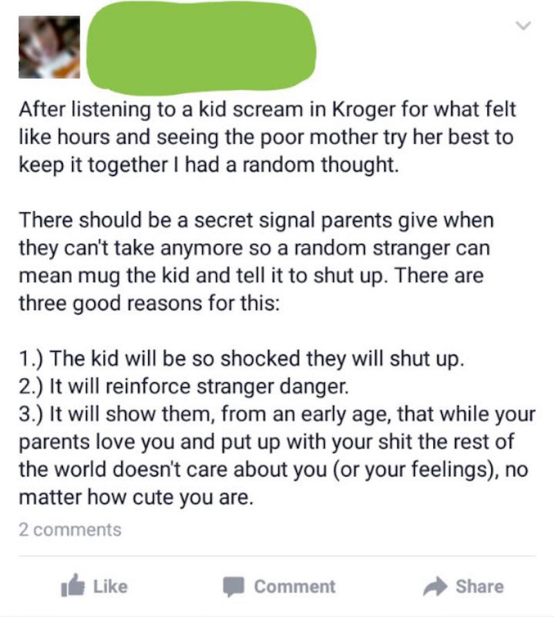 facebook post about public meltdowns