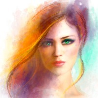illustration of woman with colorful hair