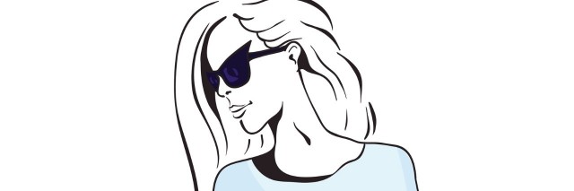 Sketch of a beautiful girl with long hair in sunglasses on a white background. Vector illustration