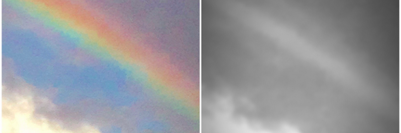 What Depression Feels Like to Me on a Bad Day Two photos of a rainbow, one of colorful, the other is black and white