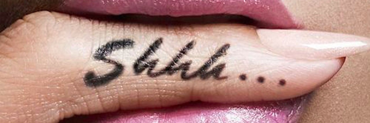 Borderline Personality Disorder: Secrets I've Never Told My Friends finger between womans lips with shhh... written on the side
