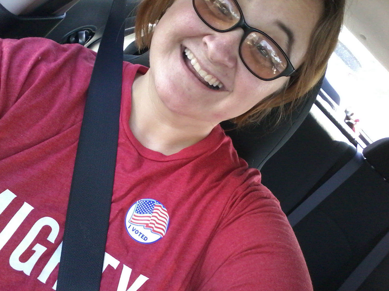 woman with her i voted sticker