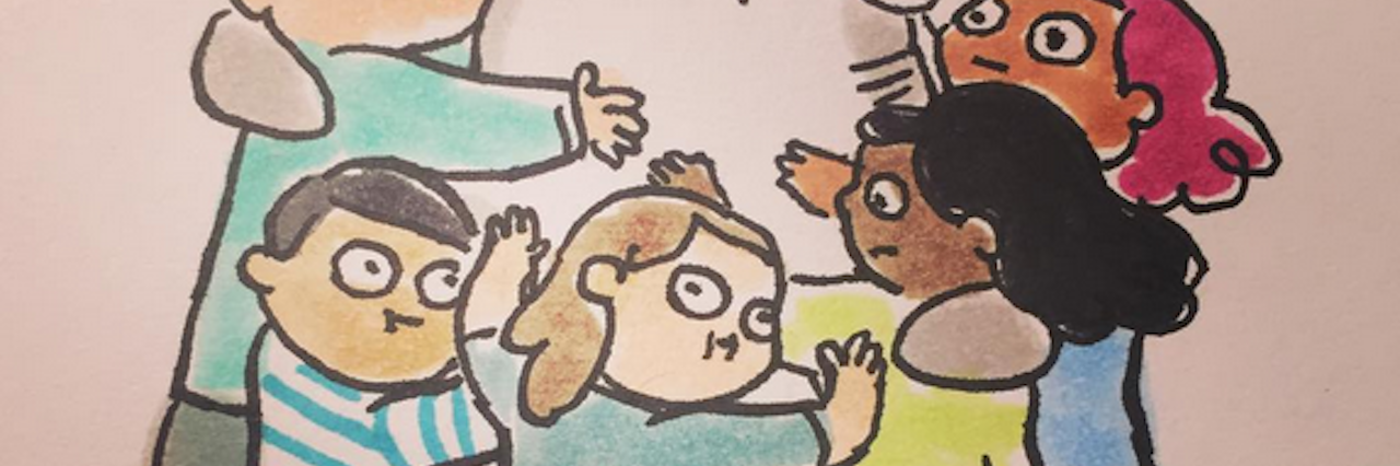 5 Instagram Accounts People With Mental Illness Should Follow a sketch of a group of people hugging a shark