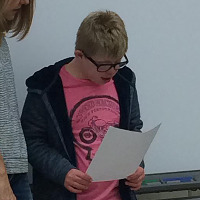 Alex gives his Student Council candidate speech.