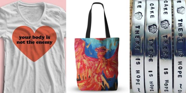 A t-shirt, a tote bag and a necklace