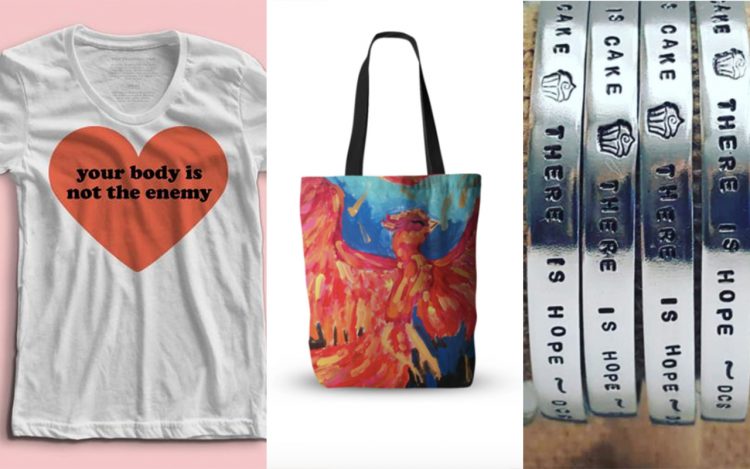 A t-shirt, a tote bag and a necklace