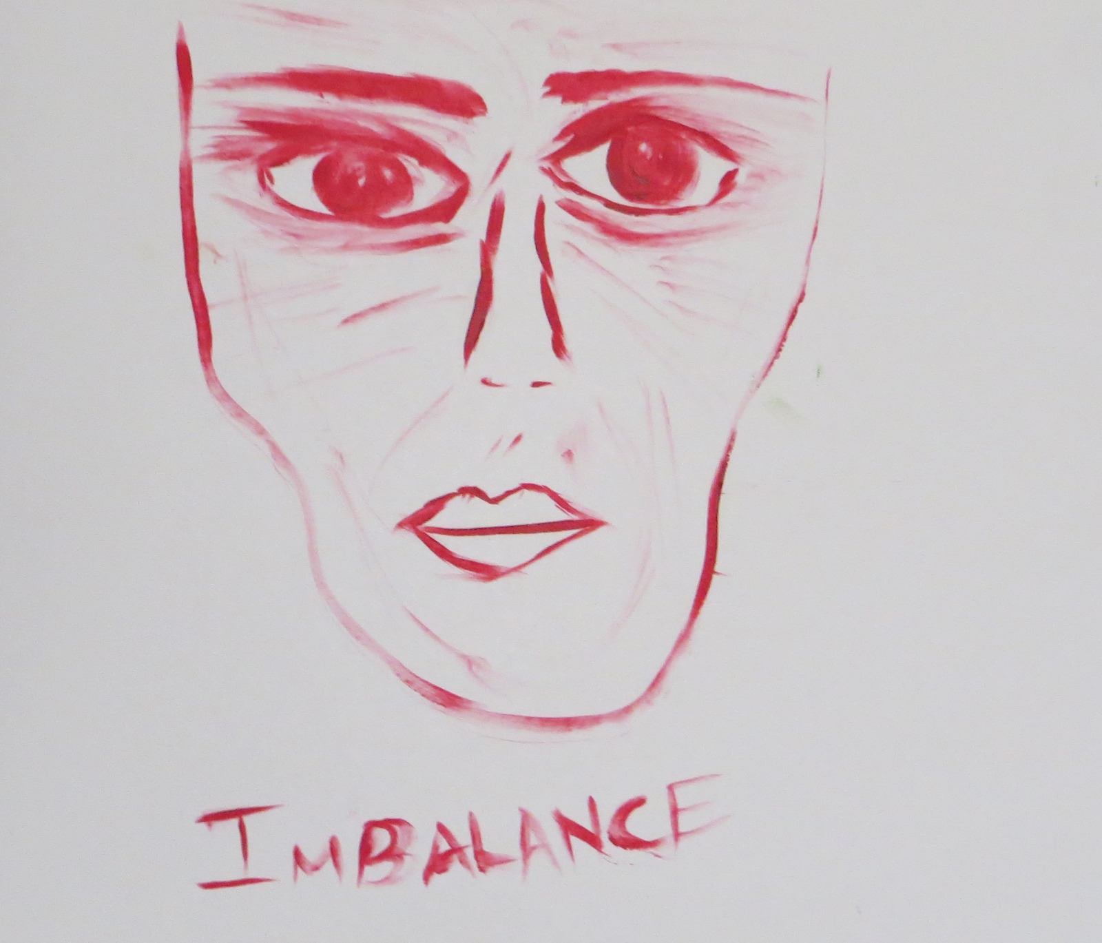 Illustration of person's face with the word imbalance underneath it