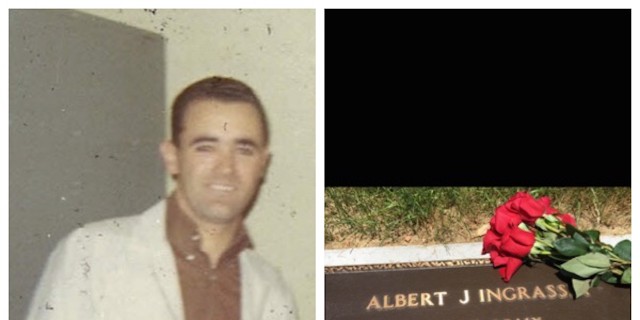 on left, soldier, on right grave