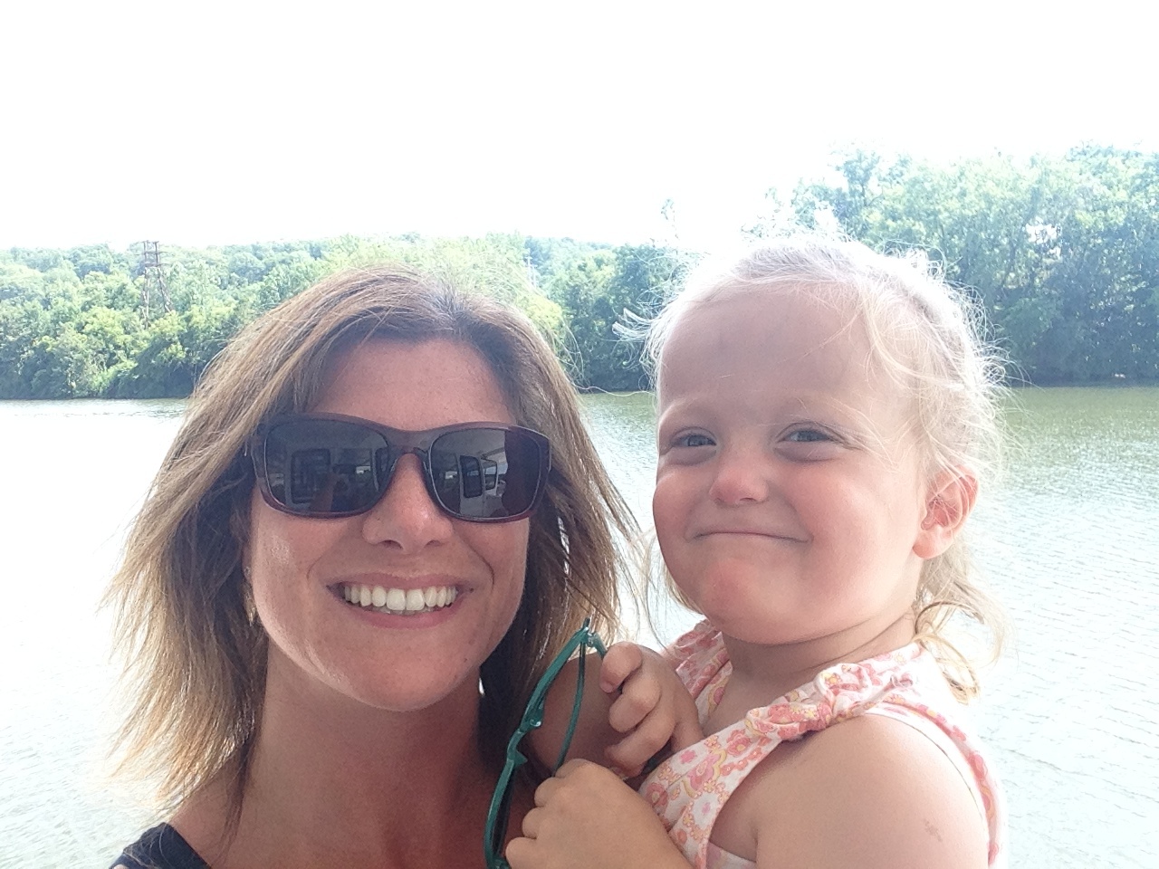 Mother and daughter outdoors