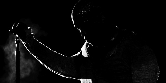 kanye west performing at the governors ball music festival in new york