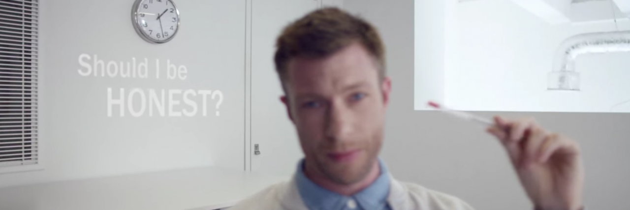 National Autistic Society Creates Autism Job Interview Video Screenshot from NAS video that says "Should I be honest?"