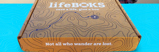 photo of a brown cardboard box which says lifeBOKS