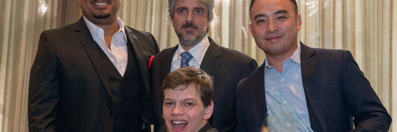 Media Access Awards Celebrate Diversity and Inclusion in Hollywood Speechless’ Cedric Yarbrough, Scott Silveri, Melvin Mar and Micah Fowler (Photo Credit: Michael Hansel)