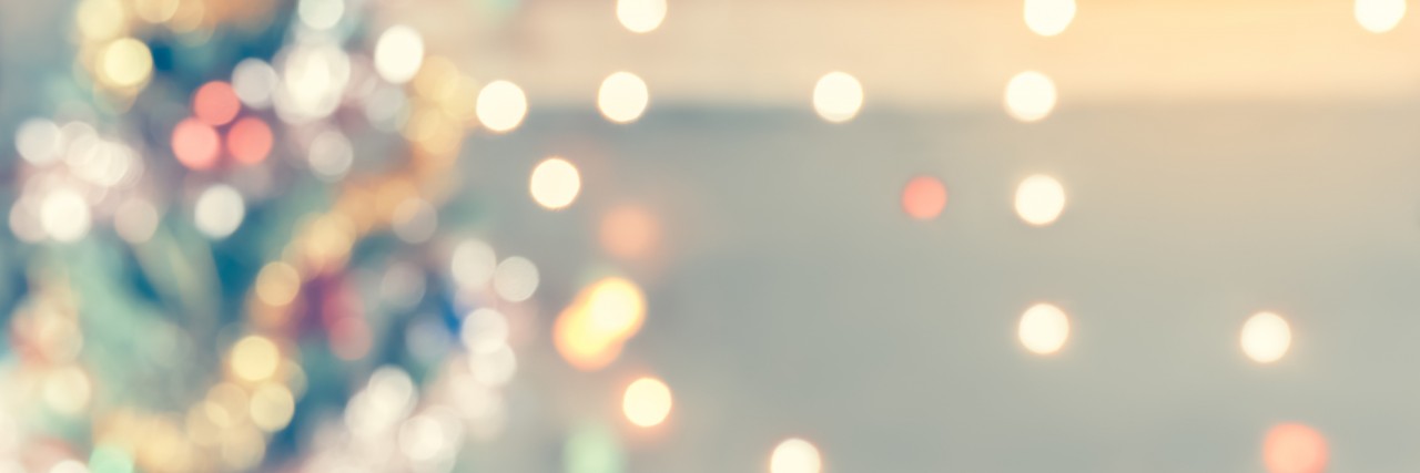 The First Thanksgiving and Christmas After a Suicide sparkle bokeh of Christmas tree, Template mock up for display