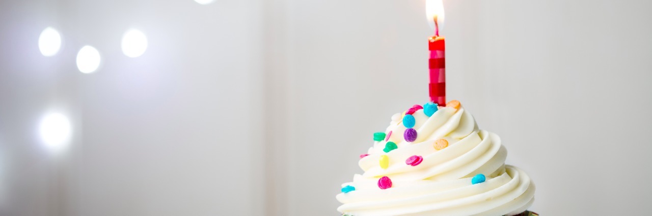 Celebrating Birthdays When You Are Sick Cupcake with a single candle