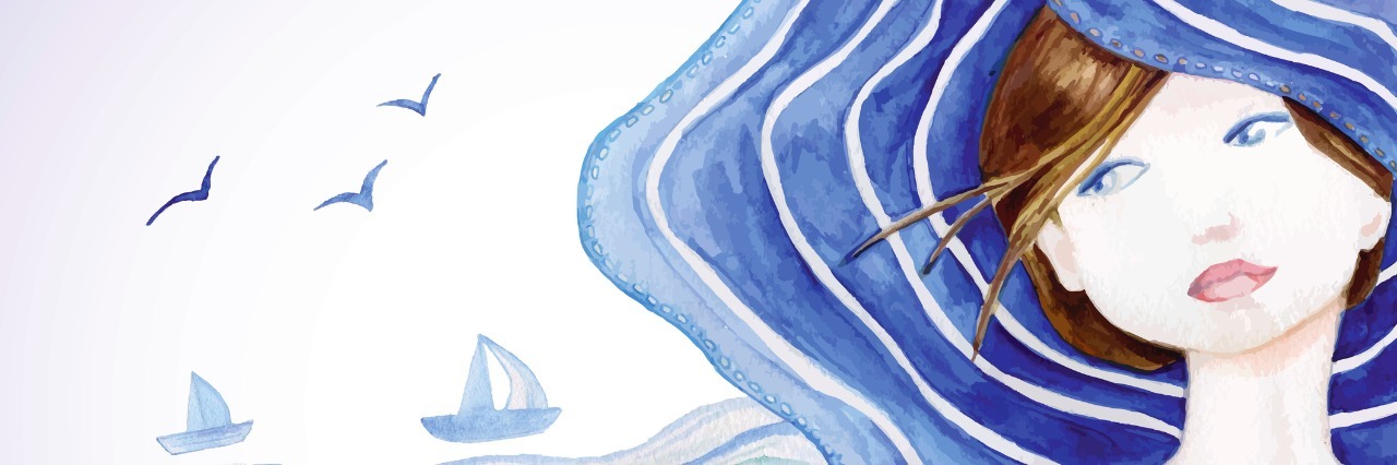 Why It's OK to Feel Sad If You Have Health Problems drawing of woman wearing hat and blue dress