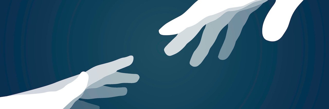 What to Say After a Loved One's Suicide Attempt a drawing of two hands reaching out to each other