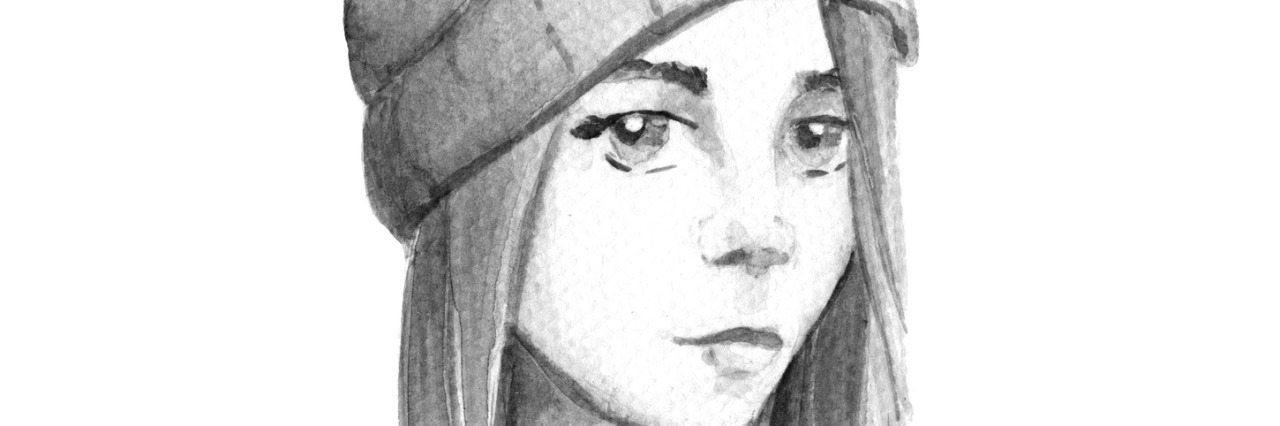 There Are Still People Who Don't Believe in Autism Drawing in watercolor hipster girl with a hat