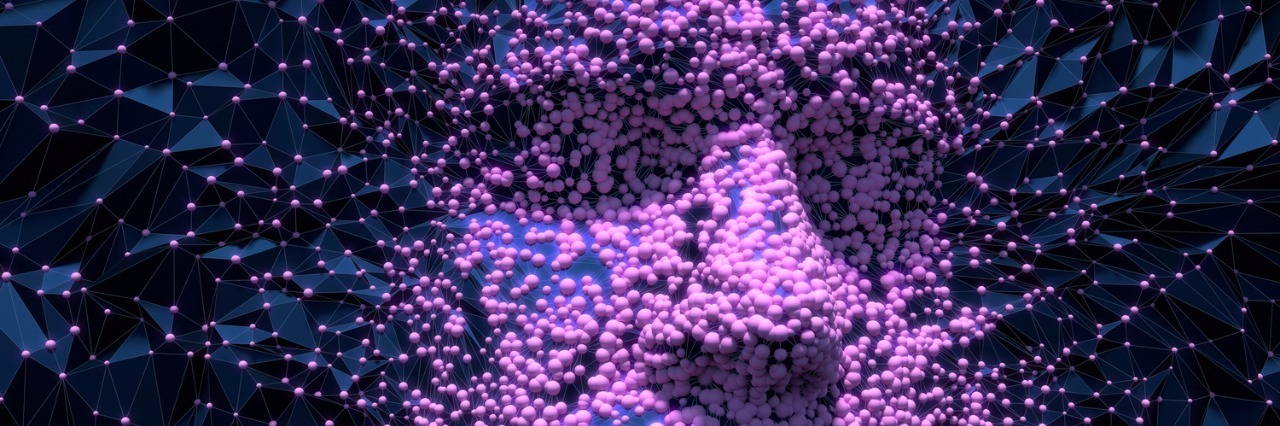 Anxiety Poem: When I Can't Escape the Racing Thoughts Abstract 3d rendering dark plastic shiny rumpled face