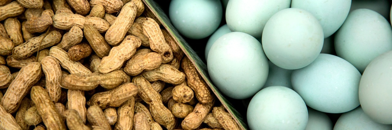 When Others Can't See My Son's Food Allergies peanuts in shells and eggs next to each other