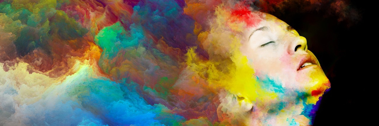 What It's Really Like to Have Bipolar Disorder Female portrait blended with abstract colors on the subject of joy of life and imagination