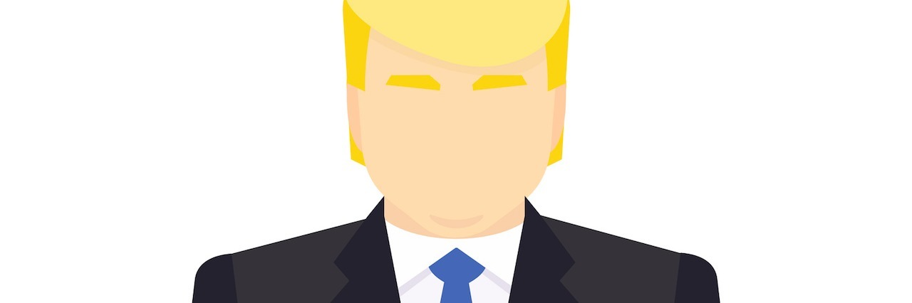 How Trump's Presidency Affects a Person With Depression illustration of a man who looks like Donald Trump in a suit