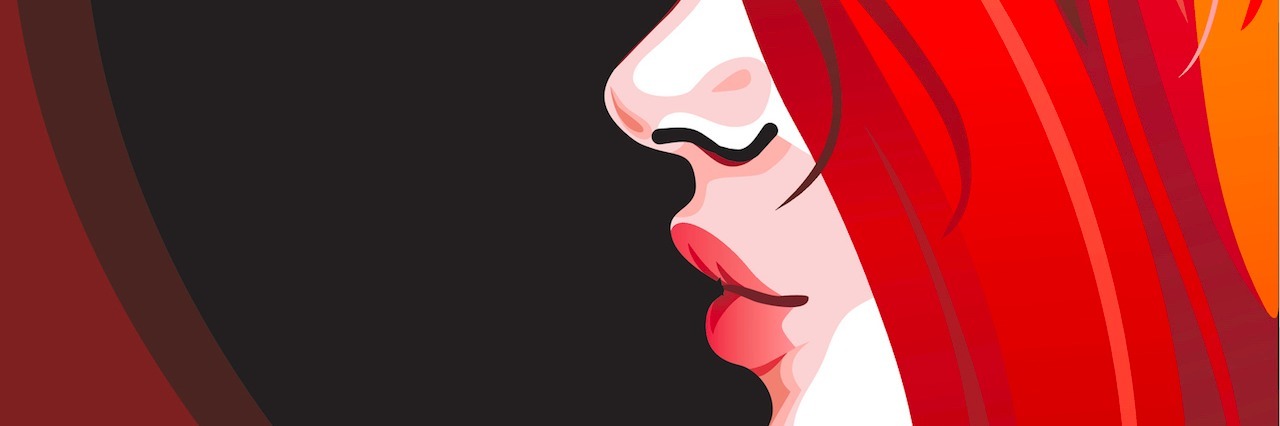 Lies Depression Tells illustration of a woman with hair covering her face