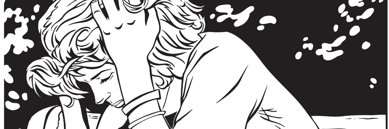 Going on a Road Trip With Fibromyalgia and IBS person holding head in hands in black and white drawing