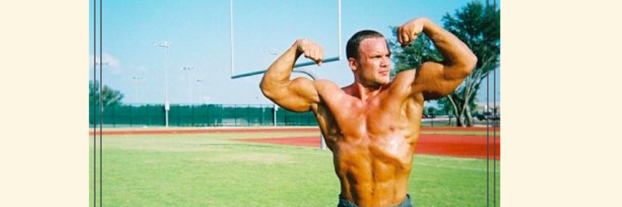 Bodybuilder Tells His Story About His Eating Disorder A body builder standing shirtless on a football field