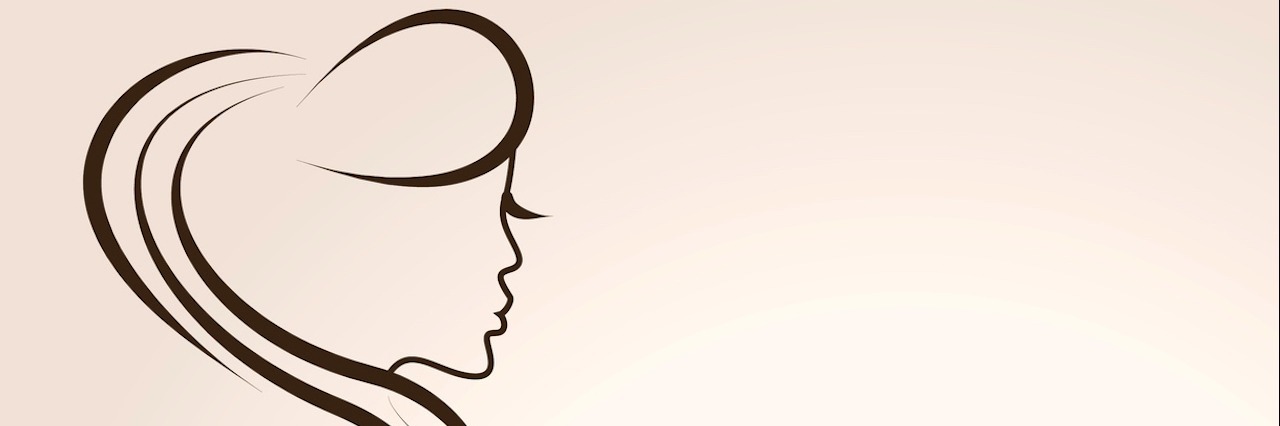 Discrimination Against People With Chronic Pain Abstract outline background with young woman standing back