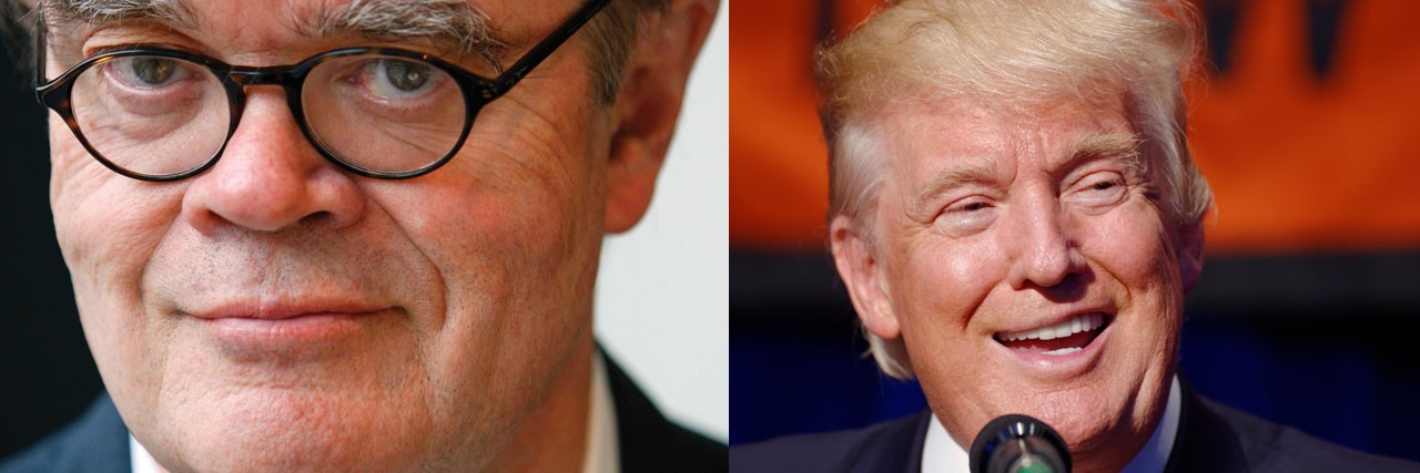 Response to Garrison Keillor Calling Donald Trump 'Learning-Disabled' Garrison Keillor on left, donald trump on right