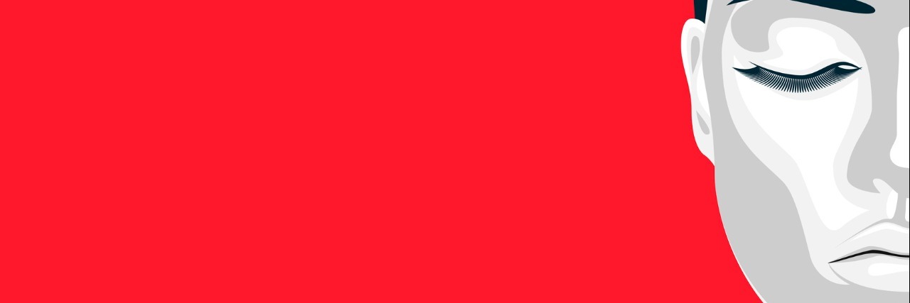 Why Not to Ask Someone With a Disease How They're Feeling Half Face of brunette Woman with closed Eyes and white Skin