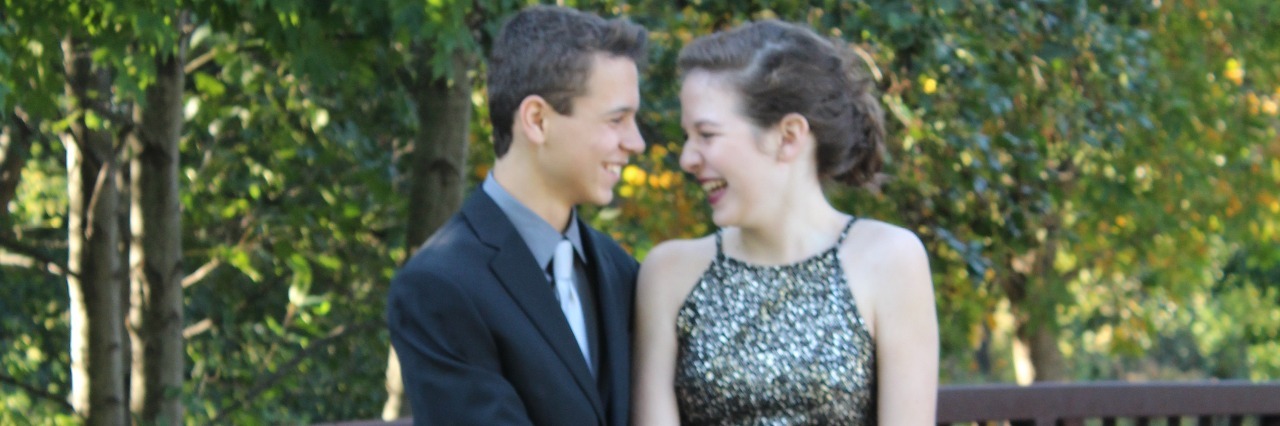 Learning I Don't Have to Settle in Life With Ehlers-Danlos Syndrome teenage boy and girl standing on bridge dressed for formal event