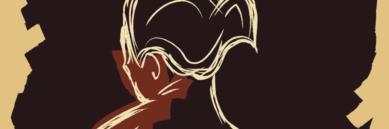 Being Judged Because of Chronic Pain White pencil illustration of woman sitting on the stool looking in the distance