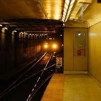 Photo of a subway train approaching the station