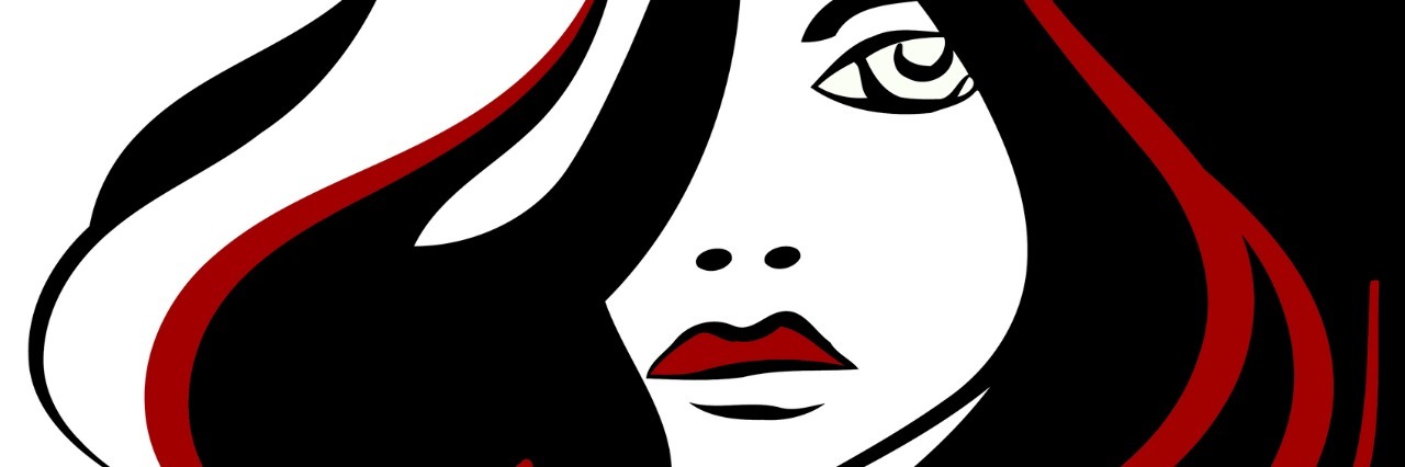 How to Deal With Feeling Sorry for Yourself for Being Sick vector illustration sketch of a silhouette image of a girl's head with long hair