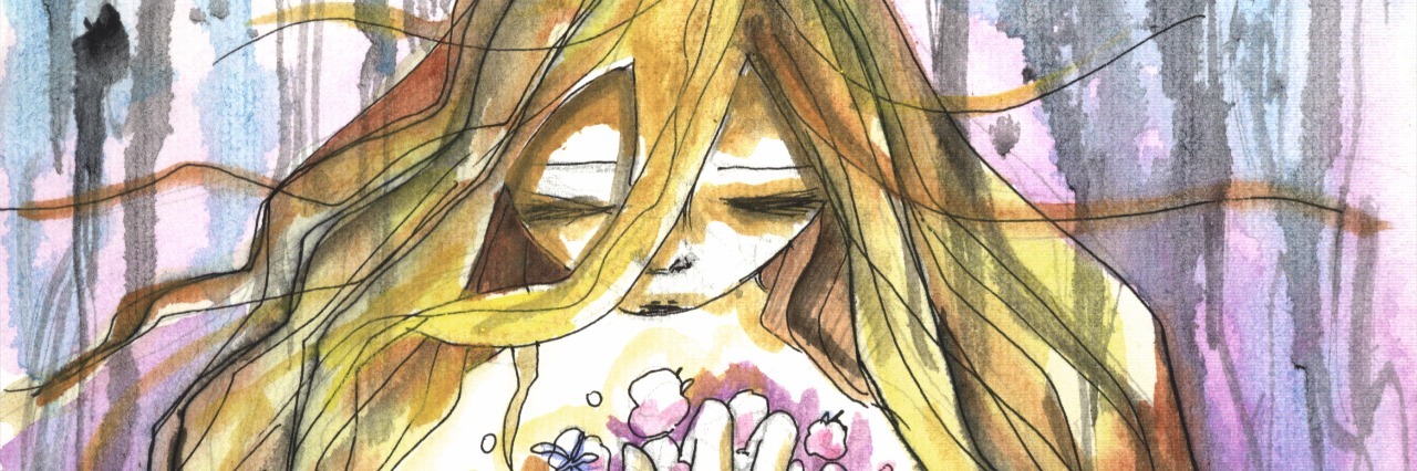 What My Undiagnosed Symptoms Feel Like girl hugging chest covered in floral pattern