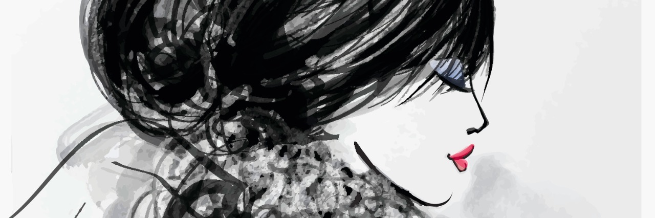 Living With Vascular Ehlers-Danlos Syndrome profile of drawing of woman looking down and wearing scarf