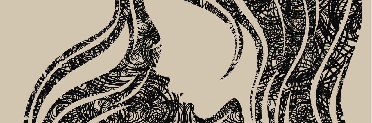 Responding to Comments On My Weight Gain From Hashimoto's Thyroiditis illustration of woman with flowing black hair