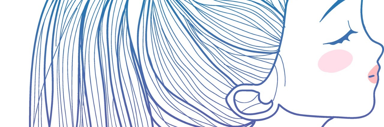 Having Intracranial Hypertension and Told I'm Not Really Sick Hand drawn style gradient ponytail girl illustration