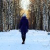 woman walking in the snow
