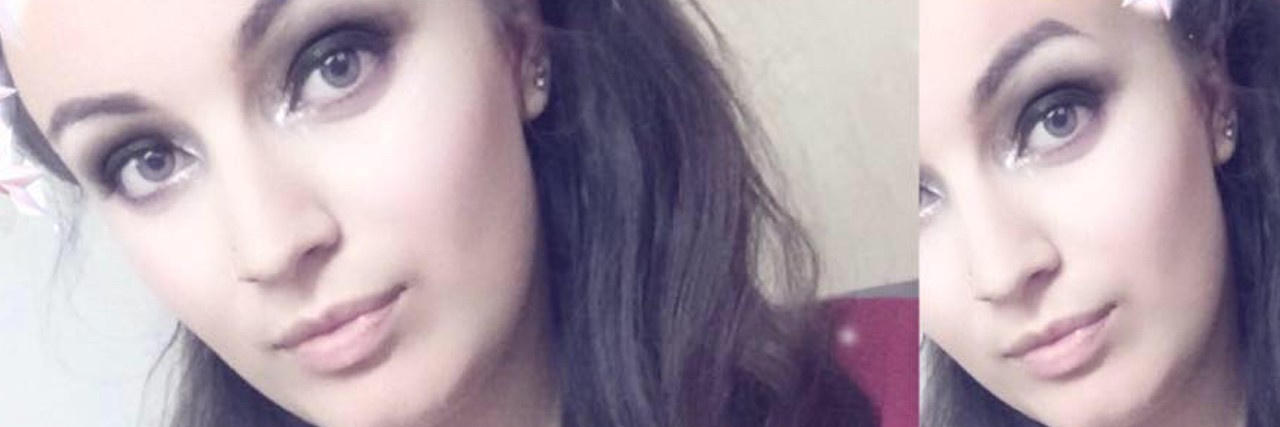 Ellie Newton Shares Edited and Unedited Selfie Showing Depression Photo of Ellie Newton with Snapchat filters on