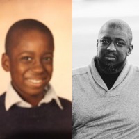 Side-by-side photos of Lamar as a teenager and Lamar today