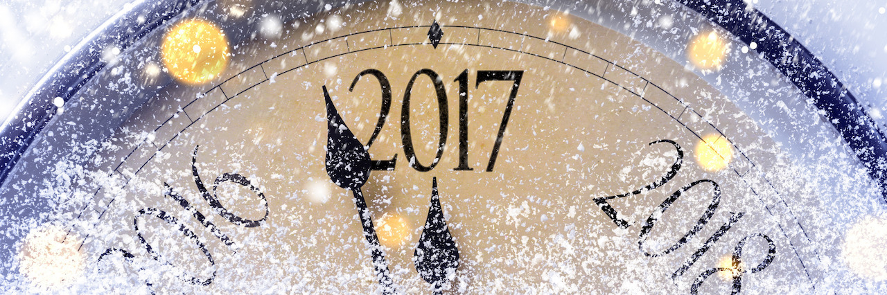 10 Reflections About My Mental Health Journey for the New Year Countdown to midnight. Retro style clock counting last moments before Christmass or New Year 2017.